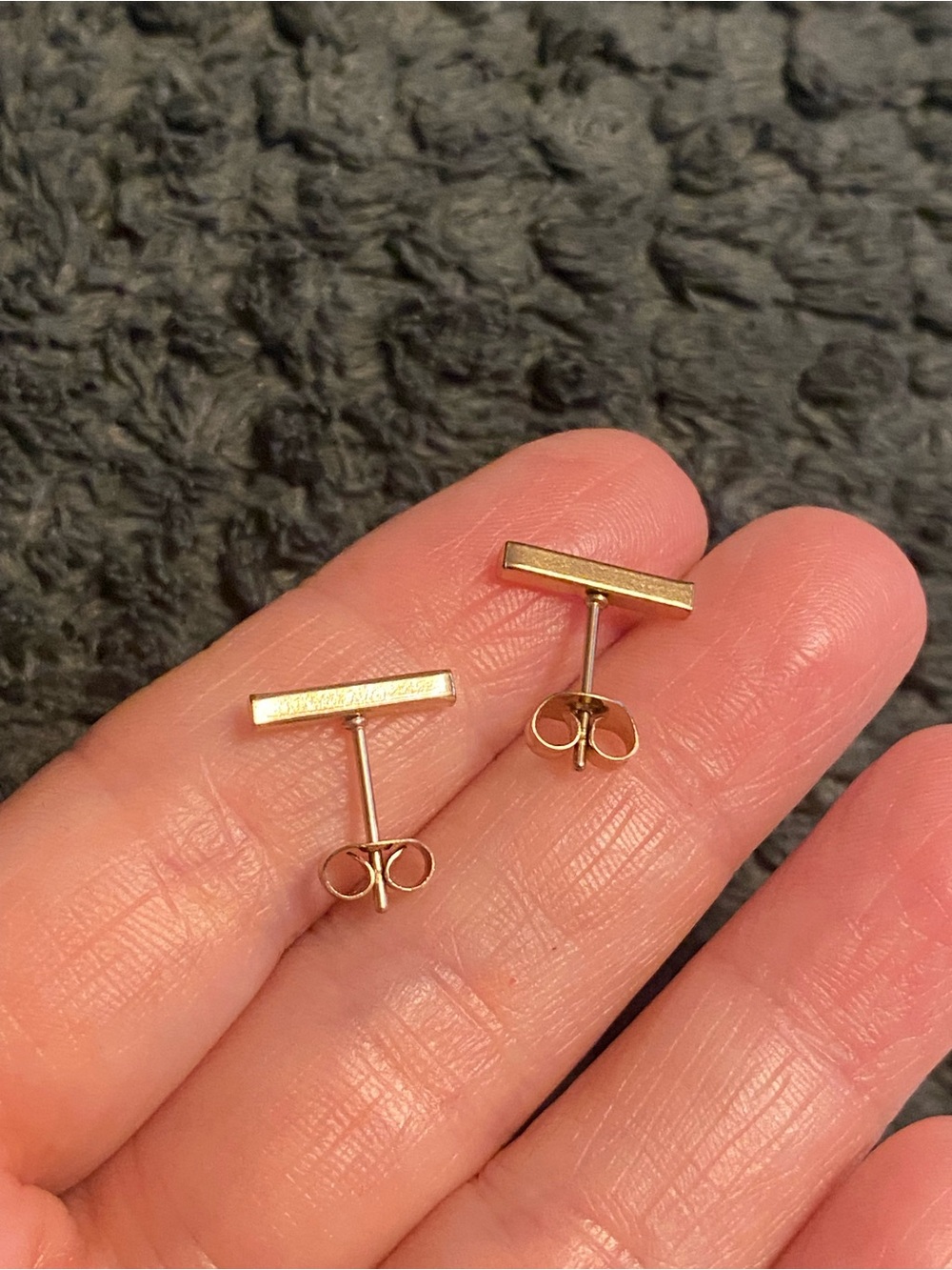 Rose Gold Bar Stud Earrings - Minimal Women Jewelry